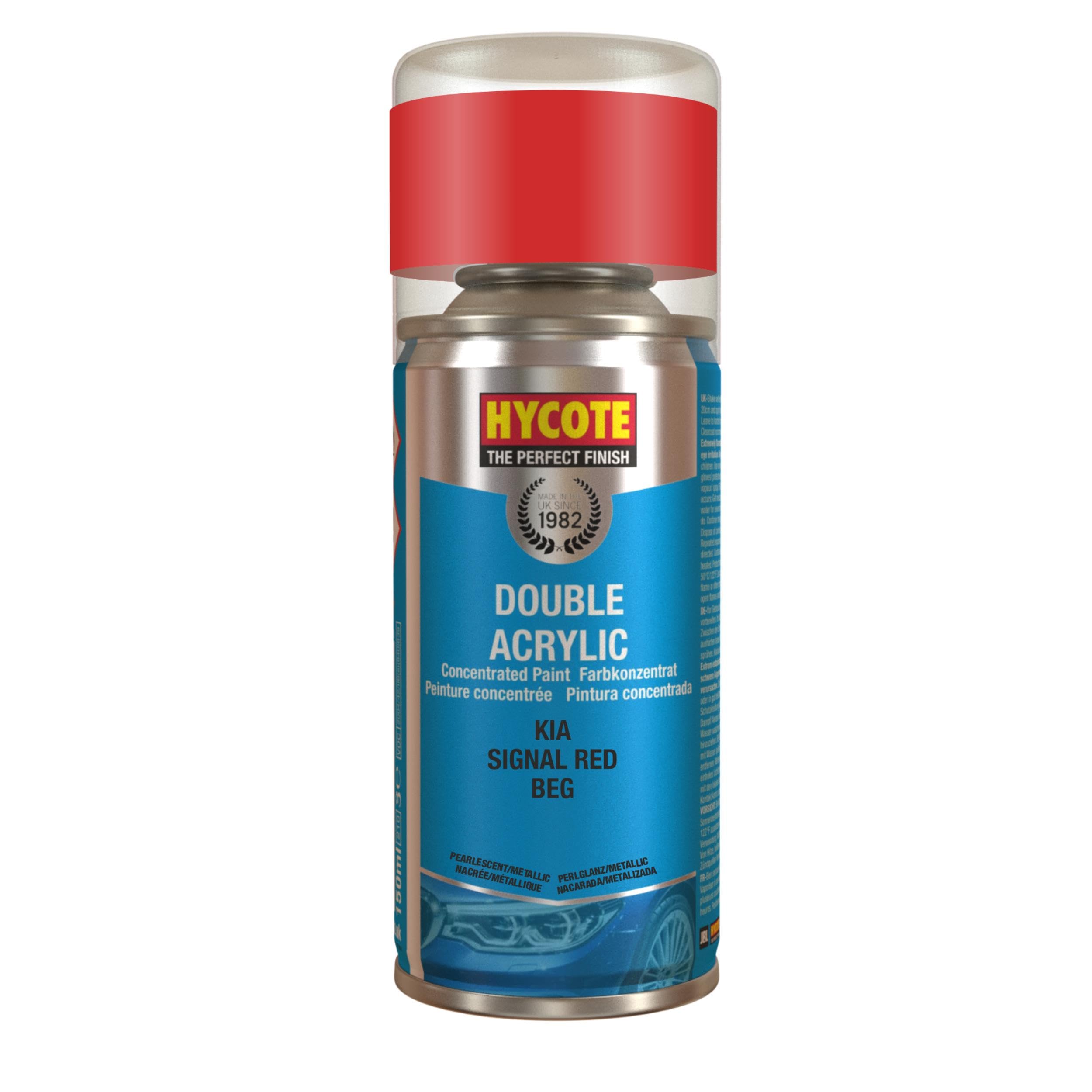 Hycote Colour Spray Paint Aerosol XDKA109 KIA Signal Red 150mL Fast Drying