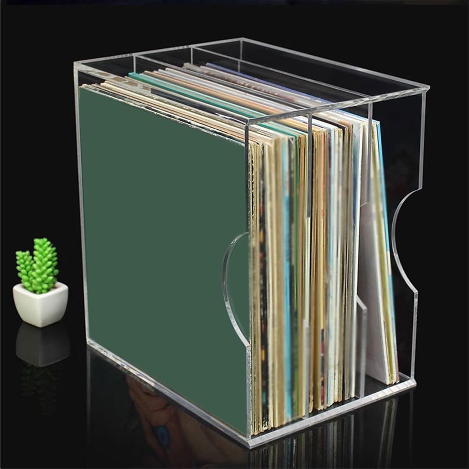 Rack per dischi Scaffale espositivo for dischi in vinile in acrilico a tre livelli, scaffale for album e libri