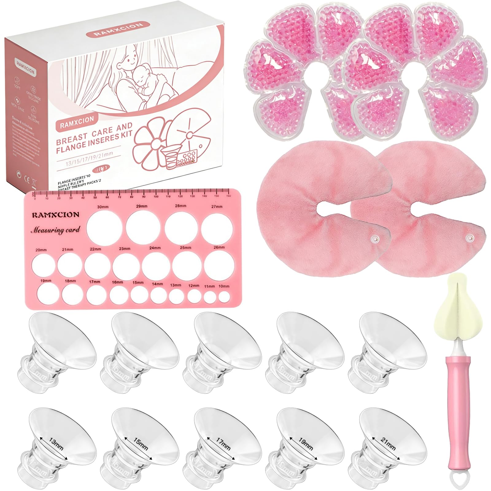 Inserts de Bride 13-21mm + Coussinet Gel Allaitement Compresse Froide Chaude, Compatibles Tire-laits