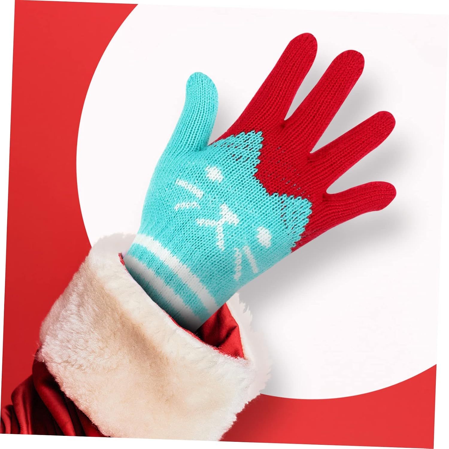 6 Pairs Gloves Warm Knitted Winter Gloves for Boys Stretchy for Skiing Outdoor Activities Cute Kitten Pattern for Cold Weather