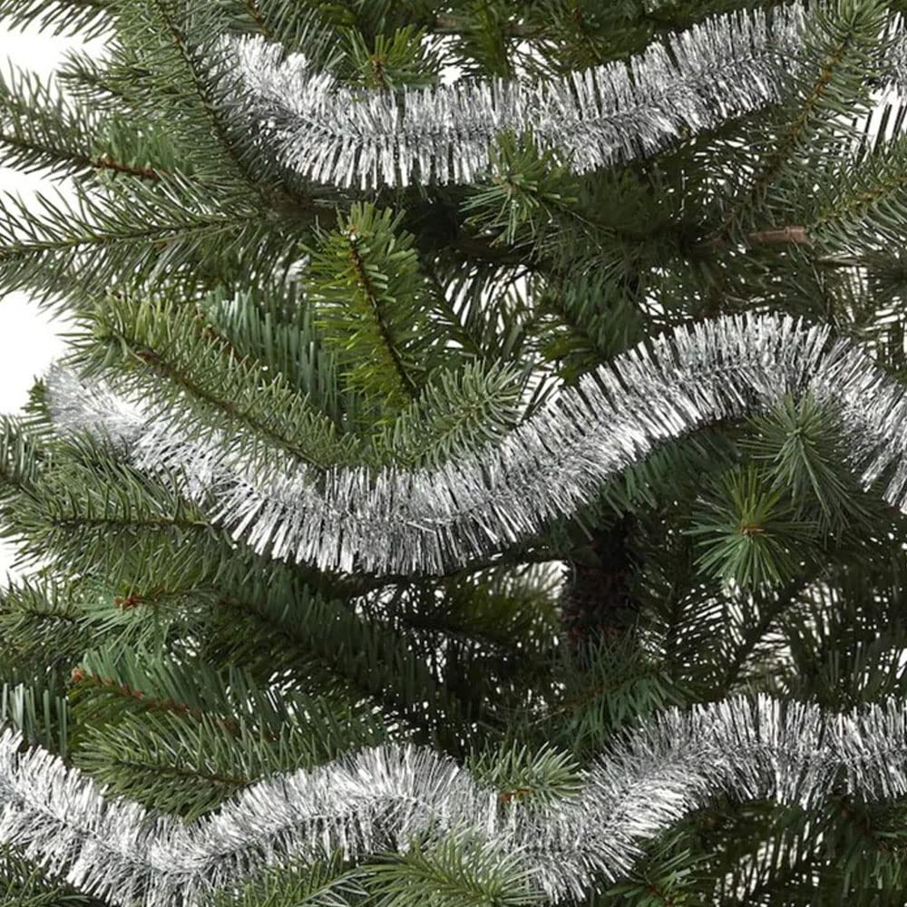 4X Guirnalda de Navidad Artificial Plateado (200 cm) Decoración de Abeto de Navidad, Adornos de Navidad de Guirnalda Metálica Pulida, Decoración de Puerta Pared Ventana Chimenea