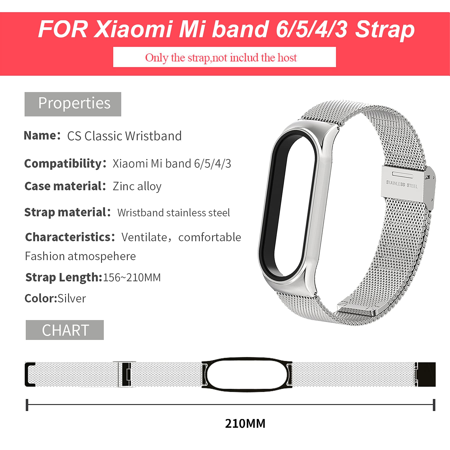 BDIG Compatibile con Xiaomi Mi Band 5, cinturino in metallo MiBand 4/3, cinturino di ricambio impermeabile in acciaio inox, accessorio per orologio Xiaomi Mi Smart Band 5