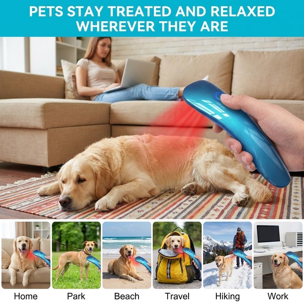 Portable Red Light Therapy for Pet Animals Vet Muscle & Joint Pain Relief Wound Healing Care, Cold Laser Therapy Pain Relief Device for Animals Reduces Inflammation