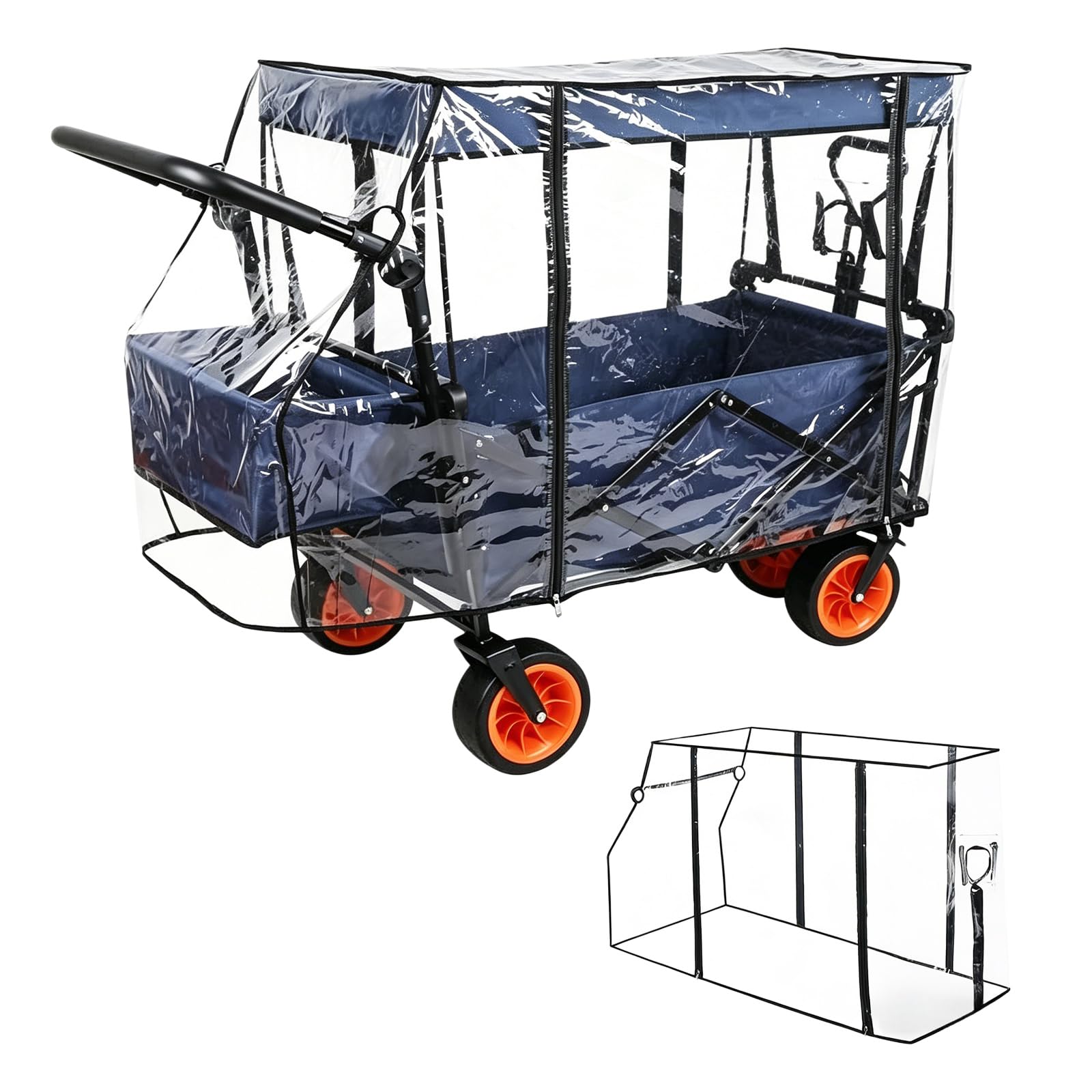 PRITOK Folding Wagon Rain Cover: EVA Trolley Rain Cover, Outdoor Collapsible Wagon Rain Cove, Clear Foldable Trolley Cover Waterproof for Camping Garden and Outdoor (Trolley Not Included)