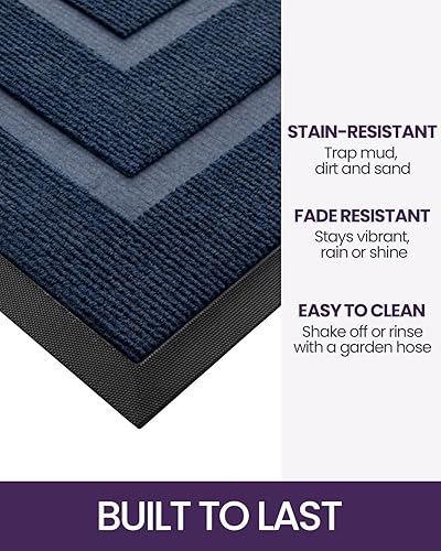 Miniatura 3 de DEXI Tapete para puerta delantera, entrada exterior, tapete con parte trasera de goma resistente, resistente a las manchas y a la decoloración,