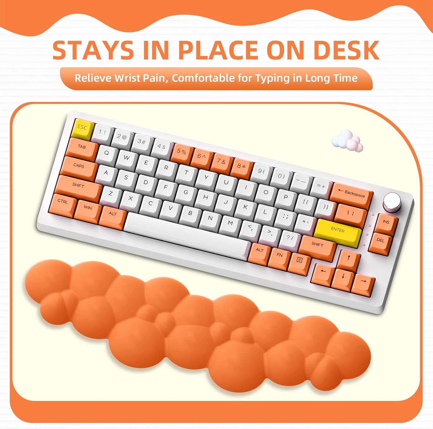 MANBASNAKE Keyboard Wrist Rest,Memory Foam Wrist Pad Smooth Fiber Hand Rest for TKL Keyboard,Ergonomic Nonslip Comfortable Cushion Set,Typing Pain Relief,Support for Office,PC Gaming,Laptop,Mac