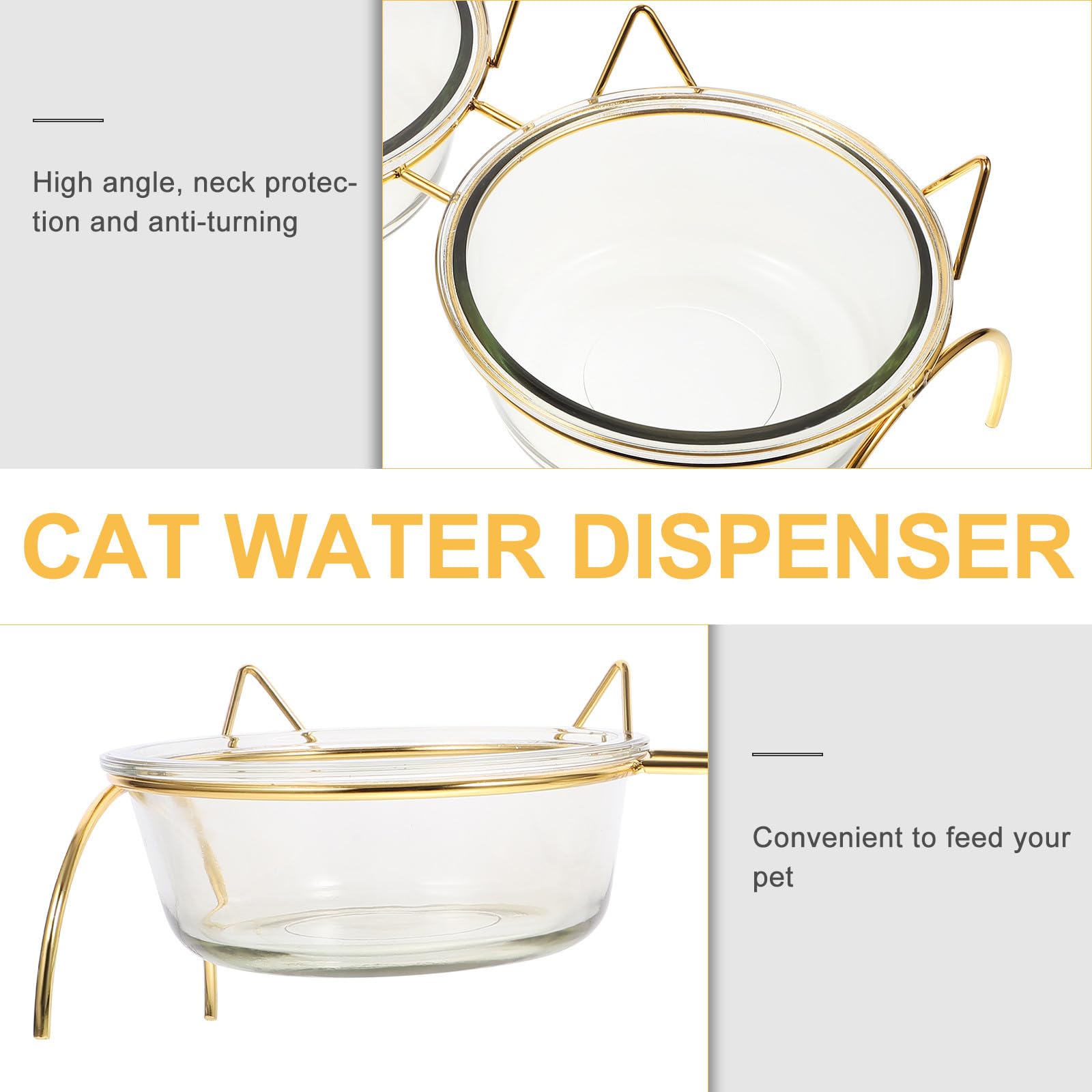 Erhöhter Katzennapf aus Glas mit Schräger Öffnung und Nackenschutz