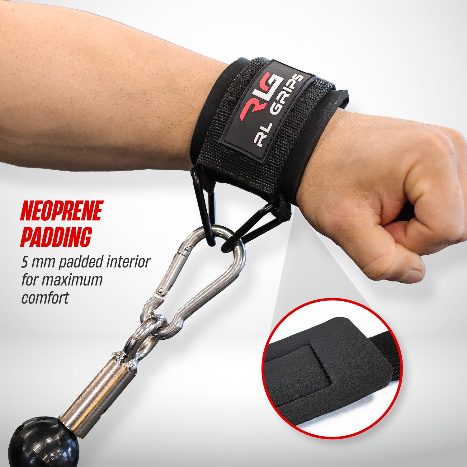 RL Grips - Gym Bands na koła pasowe gimnastyczne z regulacją nadgarstka, na nadgarstek, na nadgarstki, trening na ramionach, trójgłach, kostkach do treningu kablowego