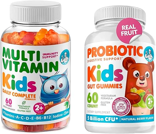 DR. MORITZ Gomitas multivitamínicas y probióticos para niños, gomitas probióticas con sabor a bayas, sin azúcar