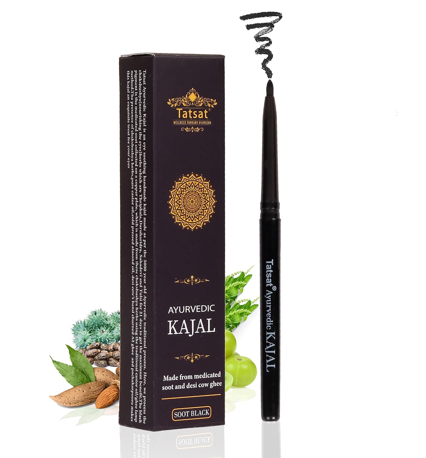 Buy TATSAT100 Natural Ayurvedic kajal Pencil with Herbs to nourish