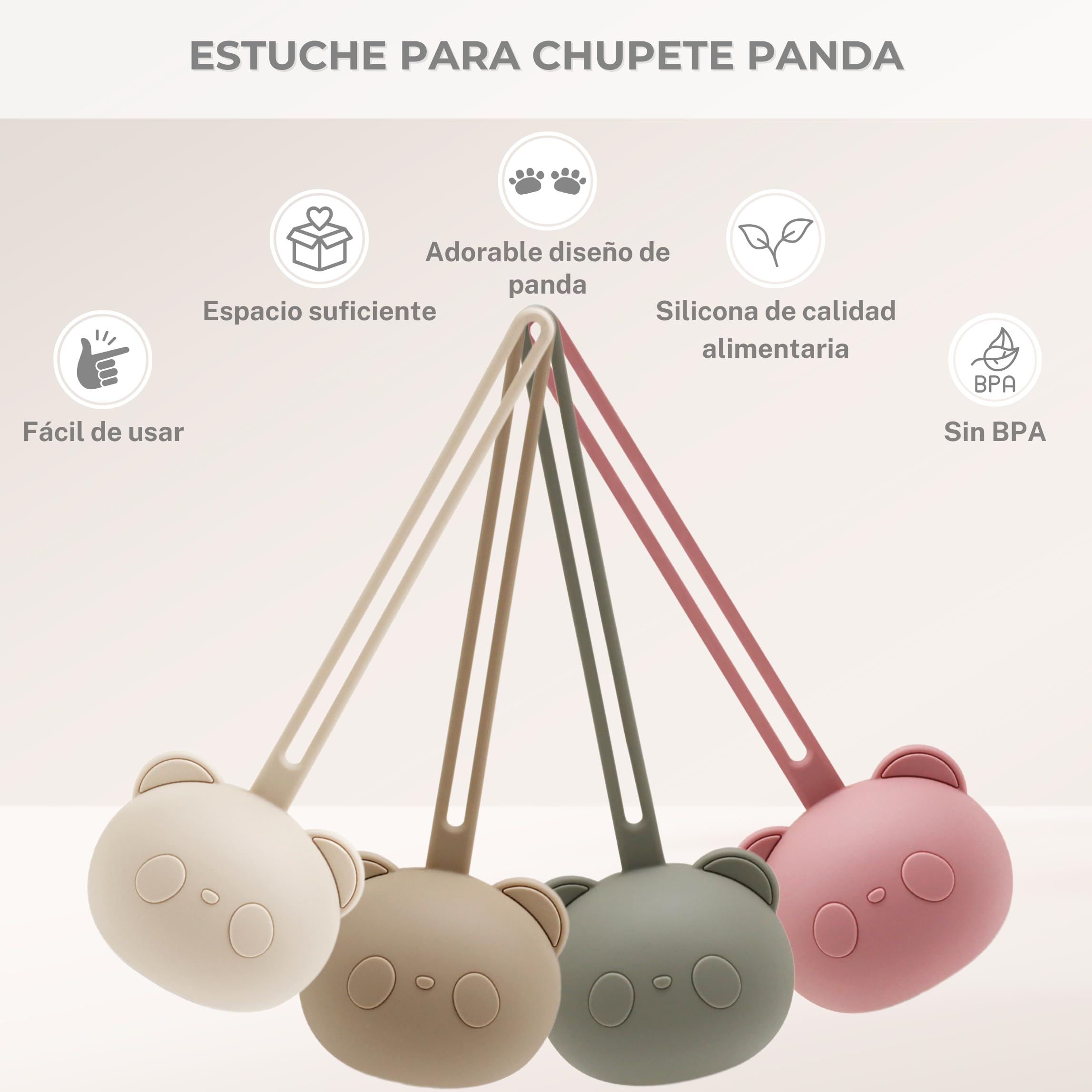 CAJA porta chupetes bebe set 2 caja chupete silicona sin BPA almacenamiento higienico diseno panda accesorio bebe regalo recien nacido canastilla primera puesta bebe