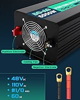 Vista 7 de Inversor de corriente de onda sinusoidal pura de 5000 W 48 V de 48 V CC a 110 V CA con control remoto inalámbrico, pantalla LCD, 4 salidas de CA, 1