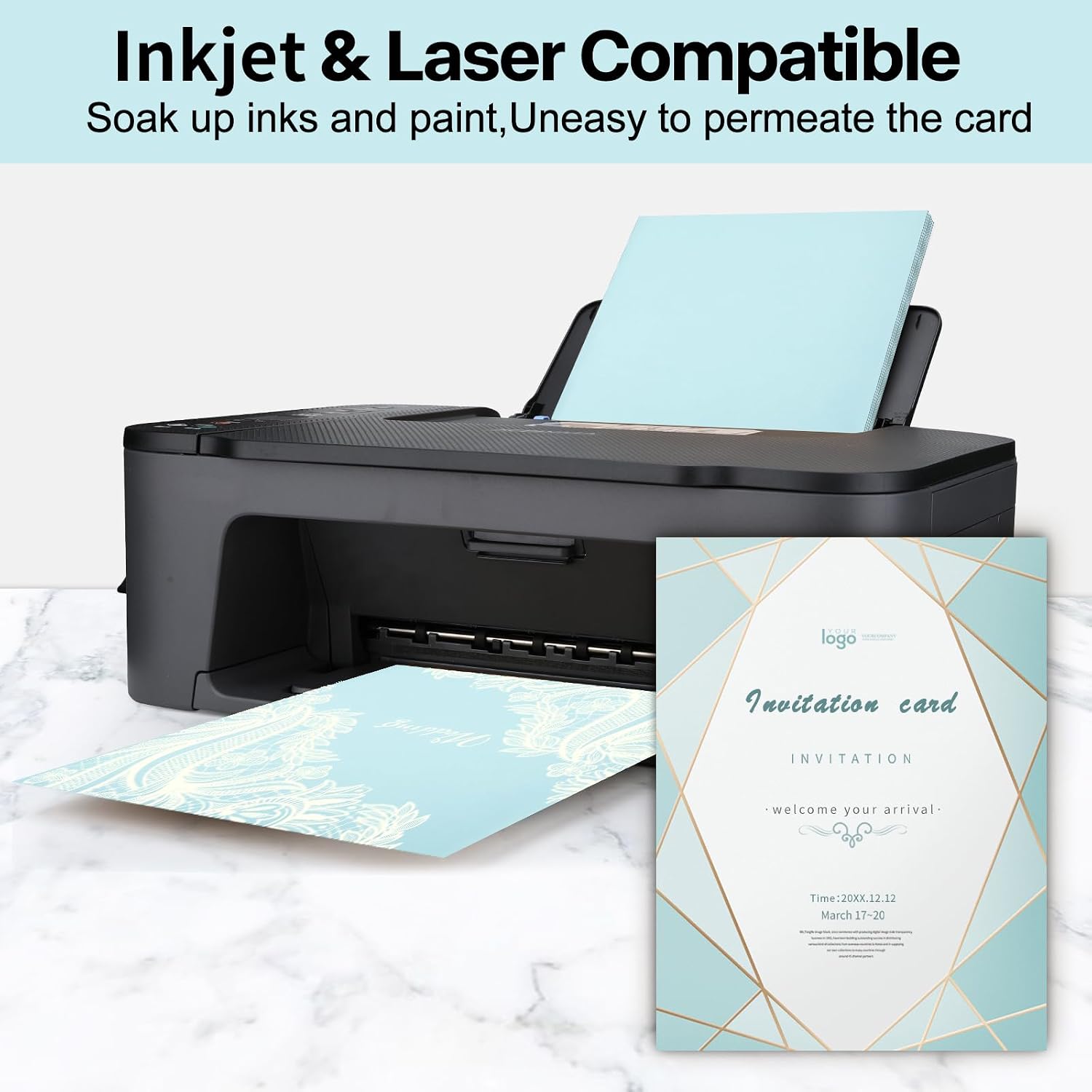 Goefun 100 Sheets 80lb Light Blue Cardstock 8.5 x 11 Pastel Paper image 3