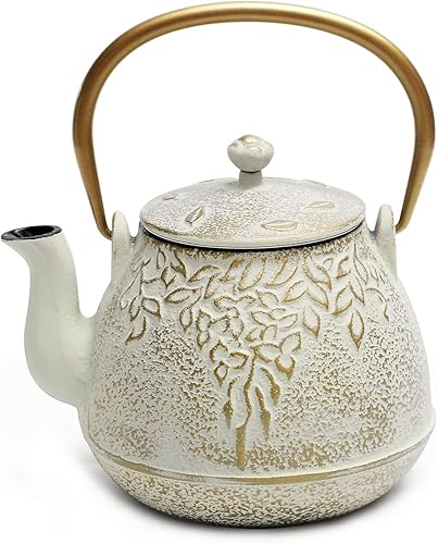 Toptier - Tetera japonesa de hierro fundido con infusor de té de acero inoxidable. Juego de tetera de hierro fundido duradero, diseño retro Tea