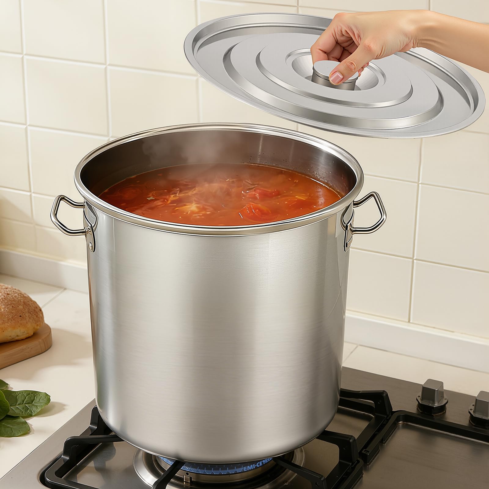 Contenitore termico per il trasporto, secchio in acciaio inox da 50 l, con coperchio, secchio da cucina per cucina, industria, gastronomia e casa