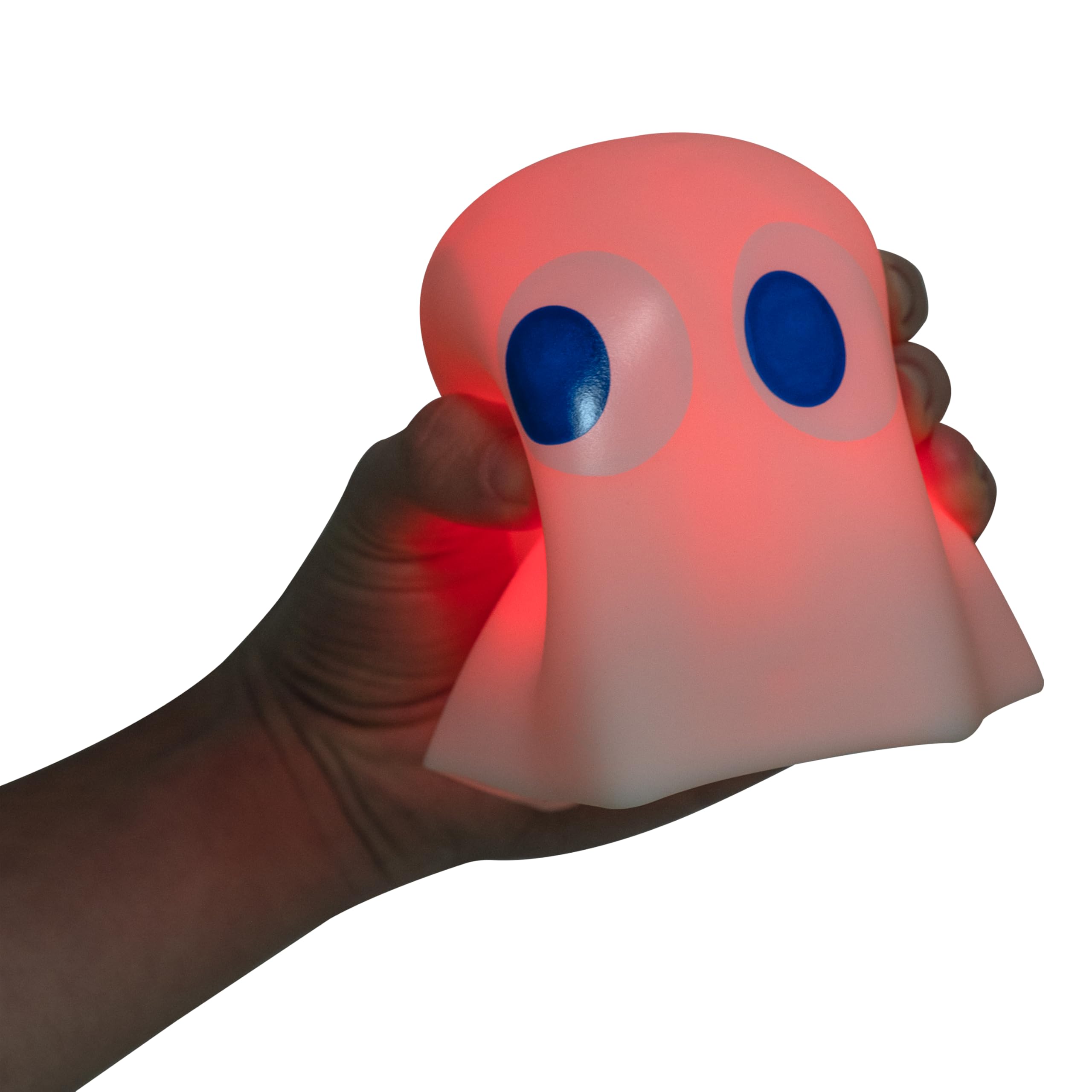 Pac-Man Colour Changing Ghost Mood Light. Touch & Squeeze Sensitive 3D Silicone Lamp. 9.9cm Tall. Battery Powered. Officially Licensed Pac-Man Merchandise. — view 3