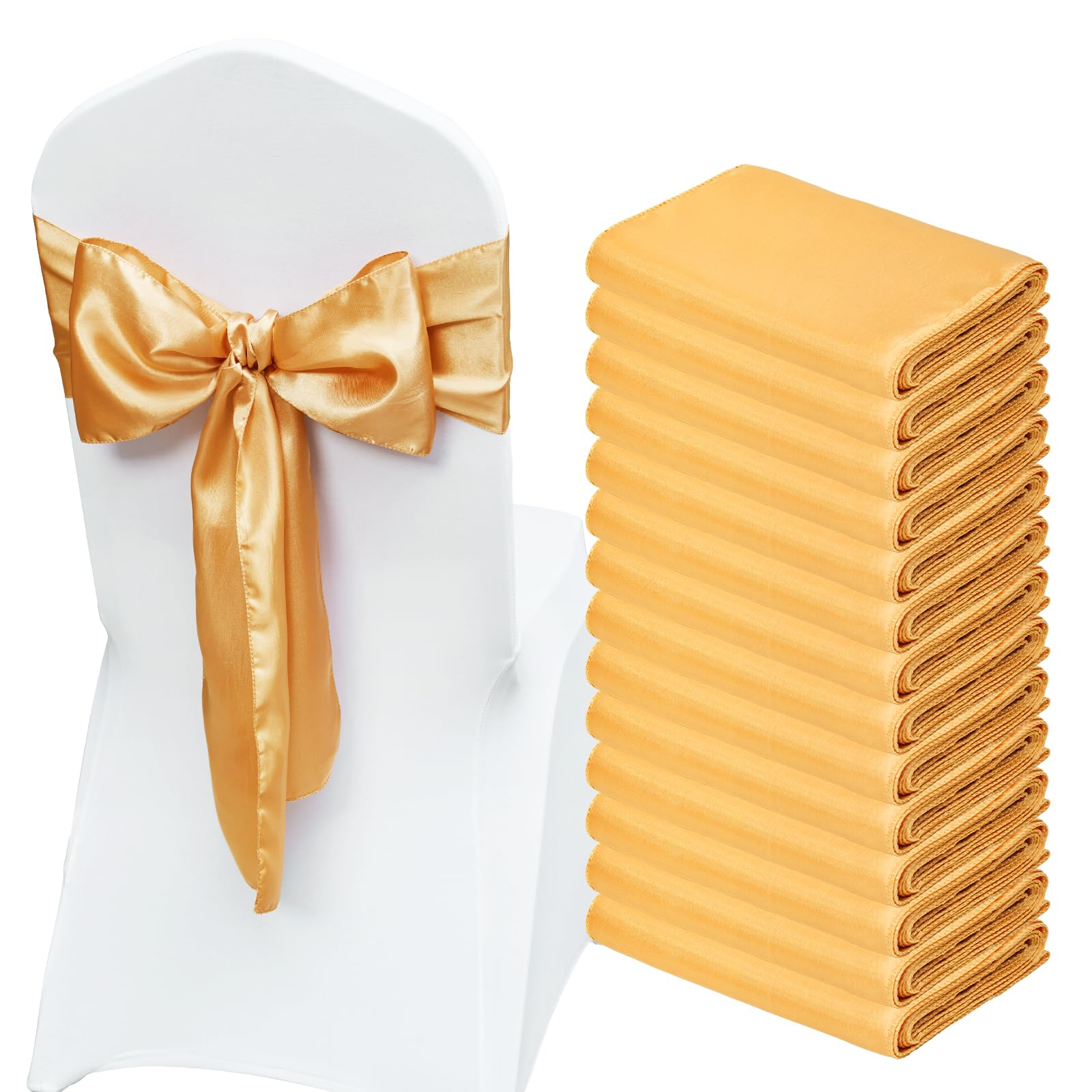 VEVOR Fundas Elásticas de Spandex para Sillas, 50 Piezas Doradas, Decoración para Bodas y Fiestas