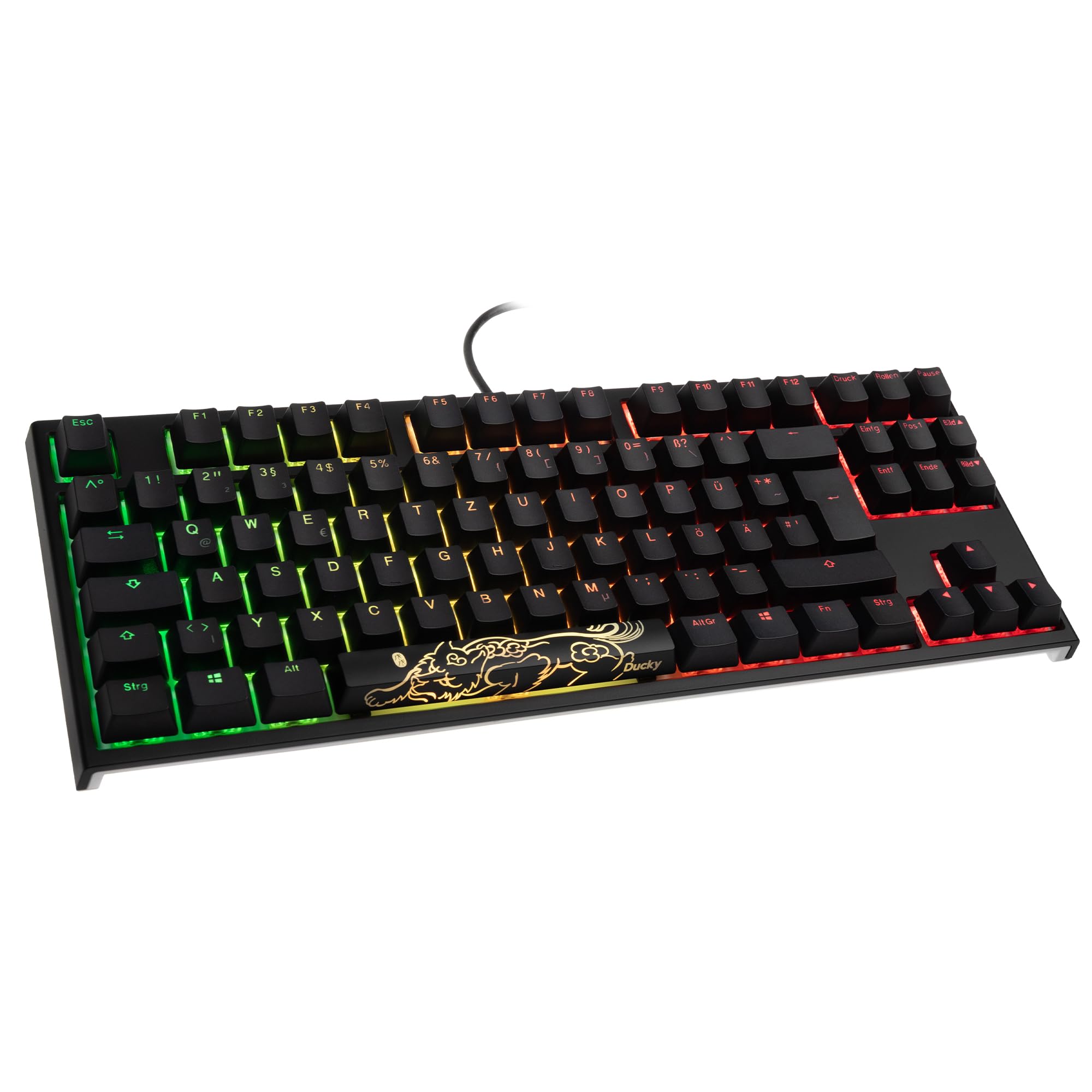 Ducky ONE 2 TKL Gaming-Tastatur mit PBT-Tastenkappen, MX-Black, RGB LED, Schwarz