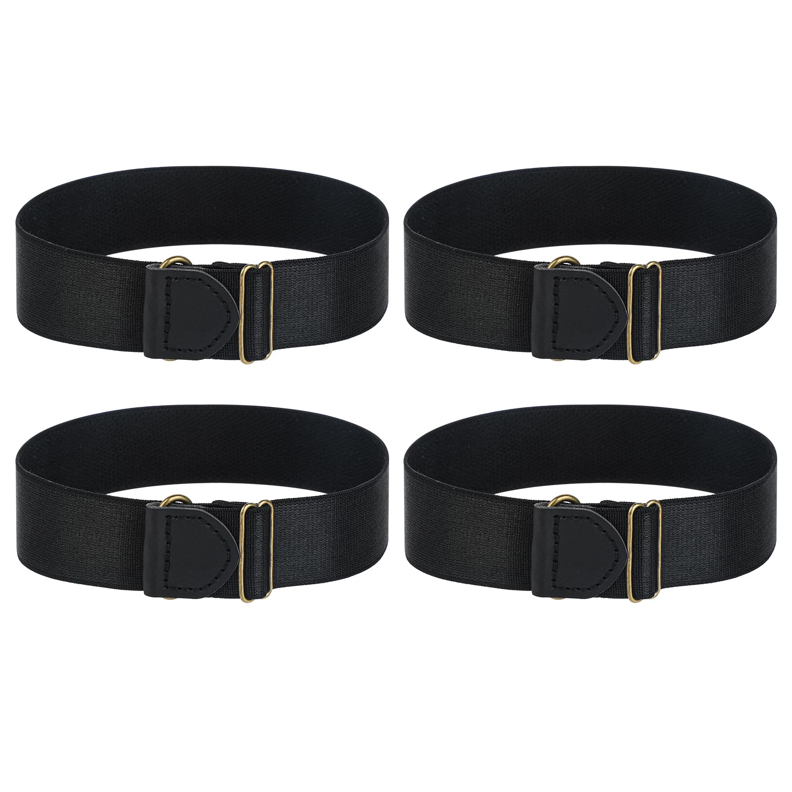 Aiyorse 4Pcs Black Elastic Adjustable Arm Band, Unisex Stretchy Sleeve Garters Anti-Slip Shirt Long Sleeve Holders Armband Hold up Costume for Men(Black)