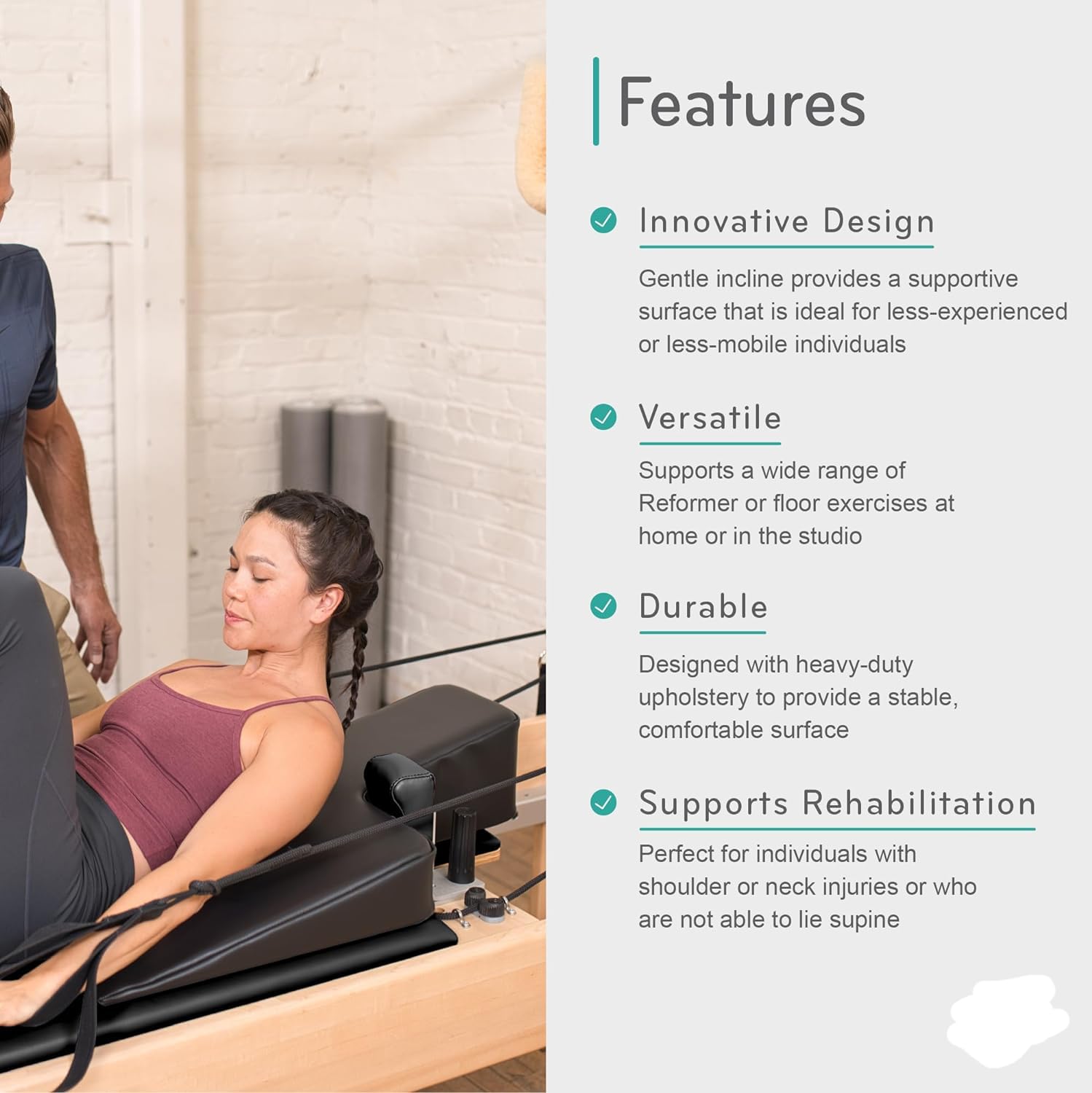 NILoykg& Cuña Acolchada Grande del Cuerpo balanceada para el refromer de Pilates, cojín de Entrenamiento para los Ejercicios del Piso,Equipo de Pilates para el hogar y el Estudio,Negro