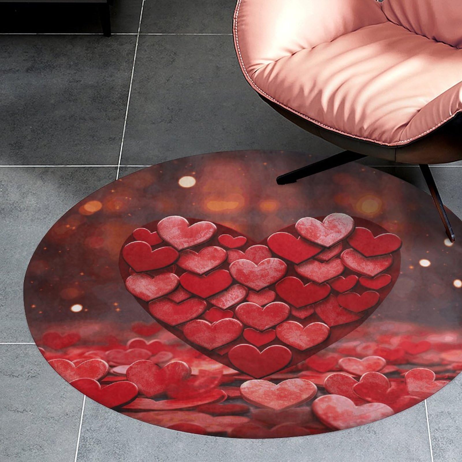Tapis rond en velours corail de 91 cm antidérapant et absorbant pour chambre et cuisine