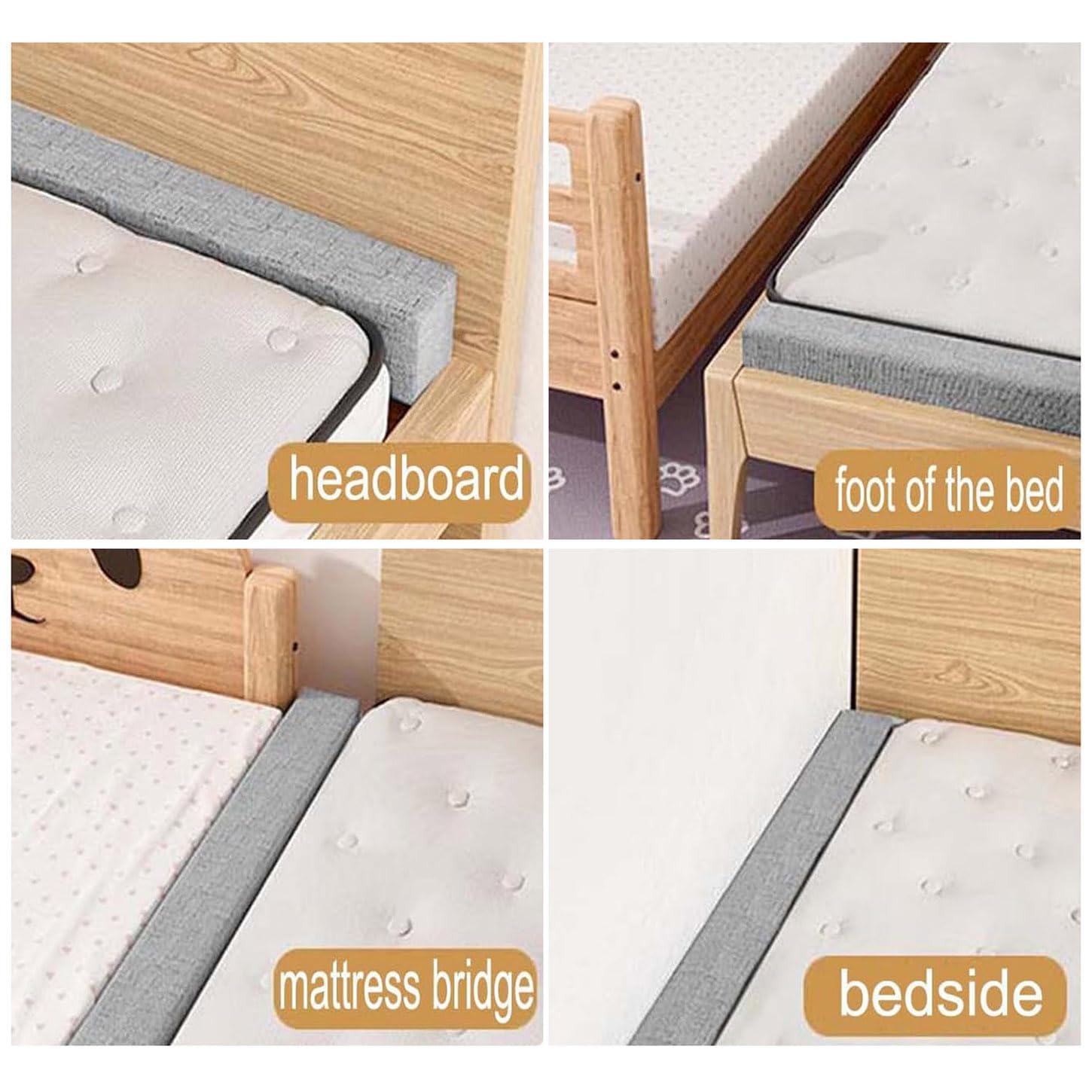Relleno de espacio de cama para extensor de colchón de cama, extensor de cama, relleno de huecos, relleno de espacio de cama largo, extensor de colchón de cama (10 x 20 x 150 cm, beige)