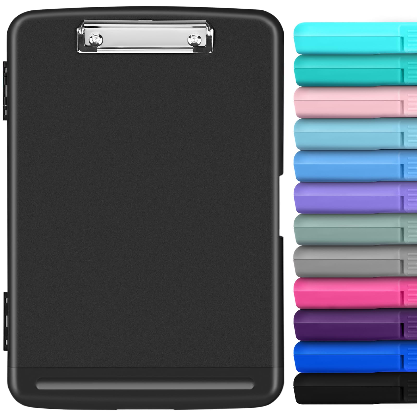 YEAHVIY Clipboard with Storage, High Capacity Clip Boards 8.5x11, Heavy Duty Plastic Nursing Clipboard Folder with Pen Holder and Low Profile Clip for School & Office