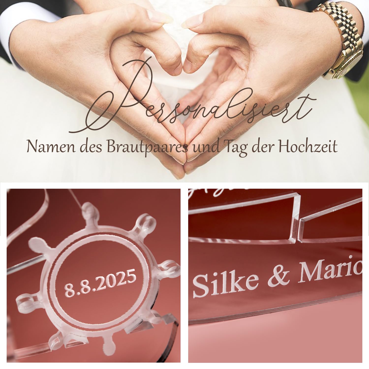 Dekolando Geschenk Kristallene Hochzeit personalisiertes Schiff aus Acryl 15 Kristallhochzeit- Personalisierte Geschenke zur Kristallenen Hochzeit Kristall