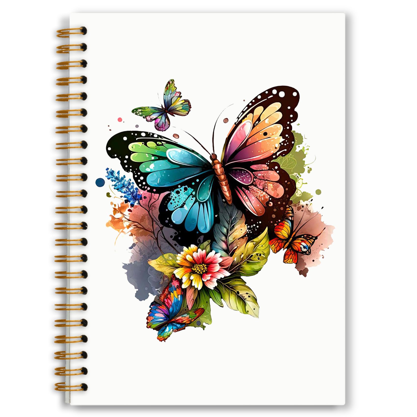 Foritho Butterfly Floral Notebook, Watercolor Cottagecore Flowers Journal for Writing, Butterfly Floral Aesthetic Journal for Women, Spiral Notebook