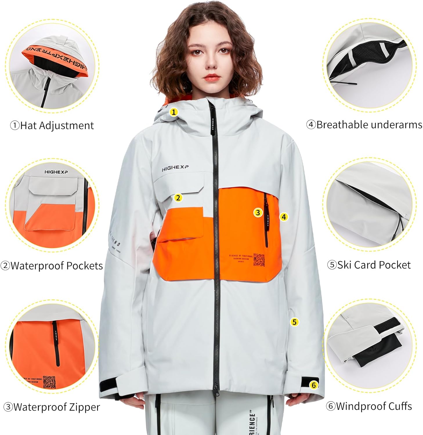 Ski Jacket Snowboard Coat Snow Winter Waterproof Insulated Windproof Baggy Warm Hooded Jacket for Men Women