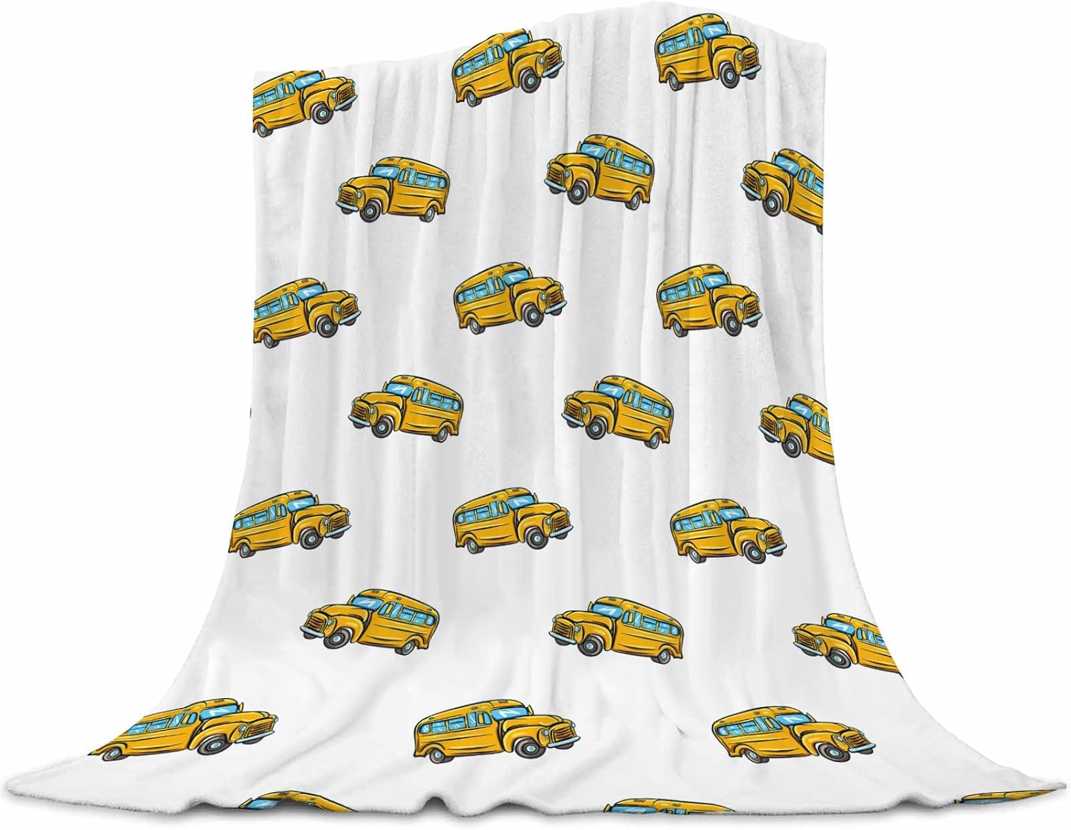 School Bus Blanket - Fluffy Flannel Throw Blanket for Baby, Kids, Nursery, Toddler, Soft Plush &amp; Warm Cozy Fleece, Breathable for Couch, Bed, Sofa, Home Decor, 30"x40"