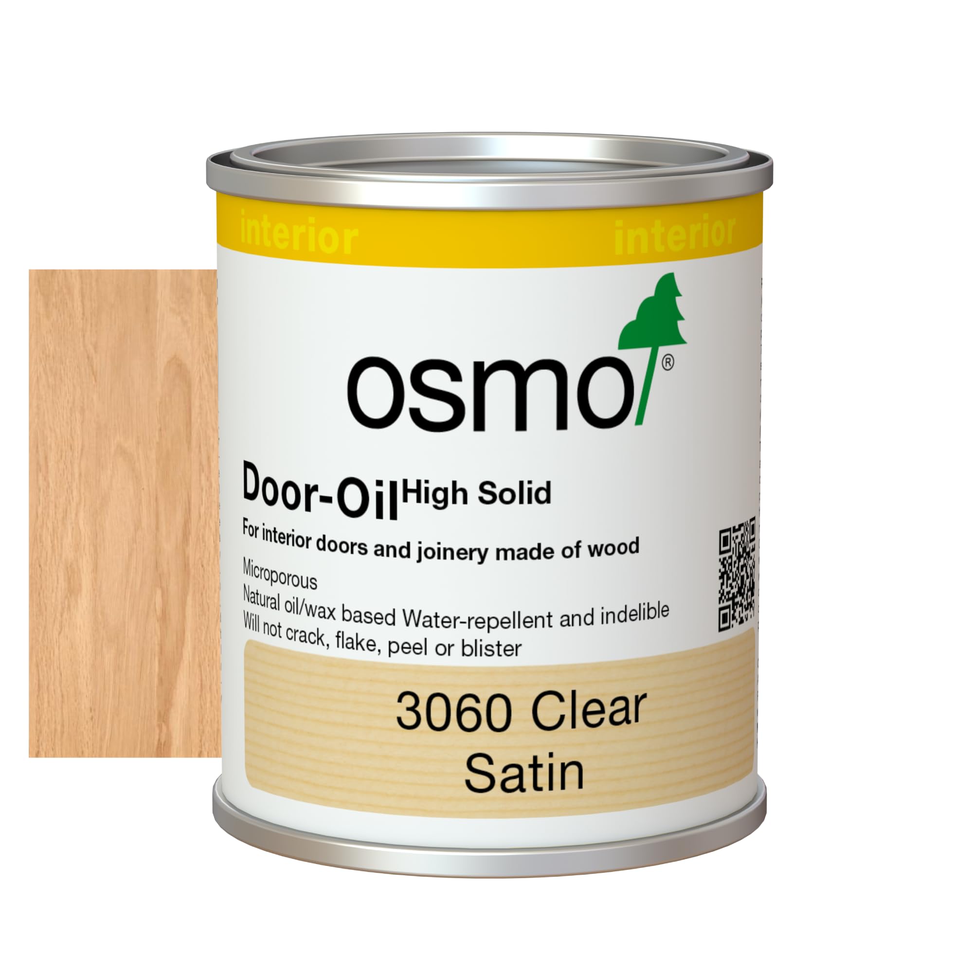 Osmo Door Oil - Wood Wax Oil 3060, Tester Size - Clear Satin Finish, 125ml - Durable Wood Oil for Doors, Frames and Joinery, Water-Resistant Door Oil, Wood Treatments - Ideal for Oak, Pine & More