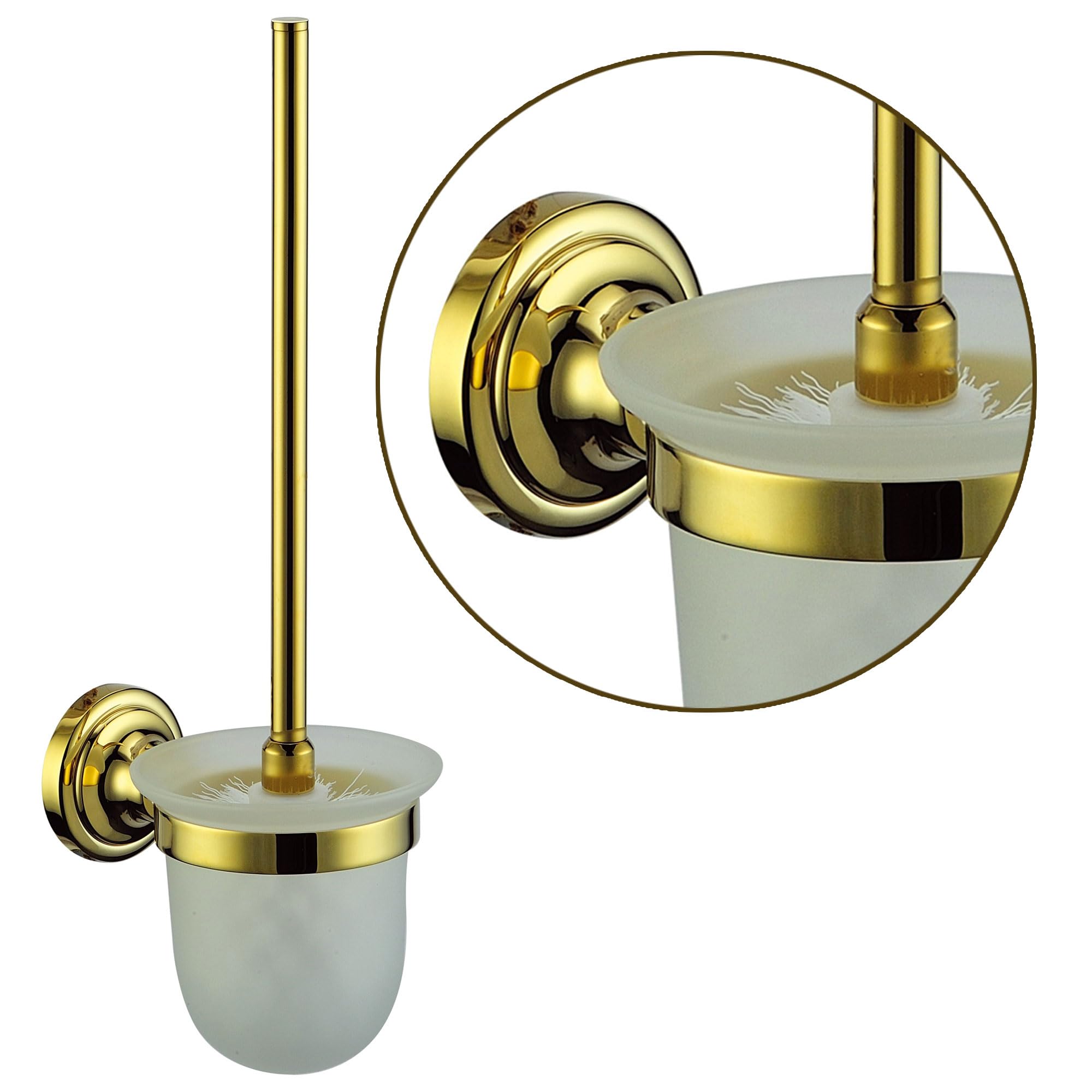 Hochwertige WC-Bürste mit Halter in Gold