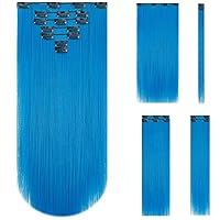 Vista 36 de Extensiones de cabello, con clip, cabello sintético, 22 pulgadas (55.88 cm), lacio, para mujeres y niñas, 18 pulgadas (45.72 cm), rizado, cobertura