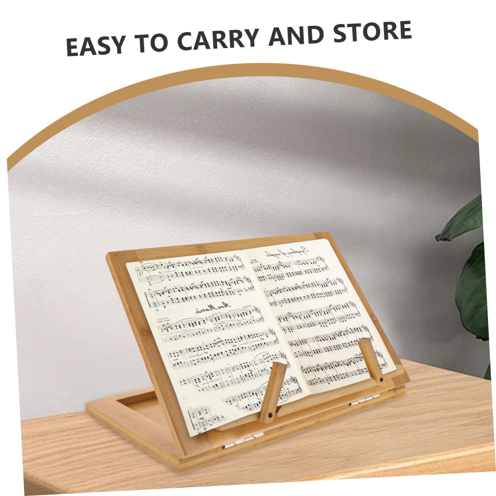 Leggio da Tavolo in Bambù per Spartiti Musicali e Libri, Supporto Organizzato e Protettivo, Design Beige Portatile per Uso Multi-occasione