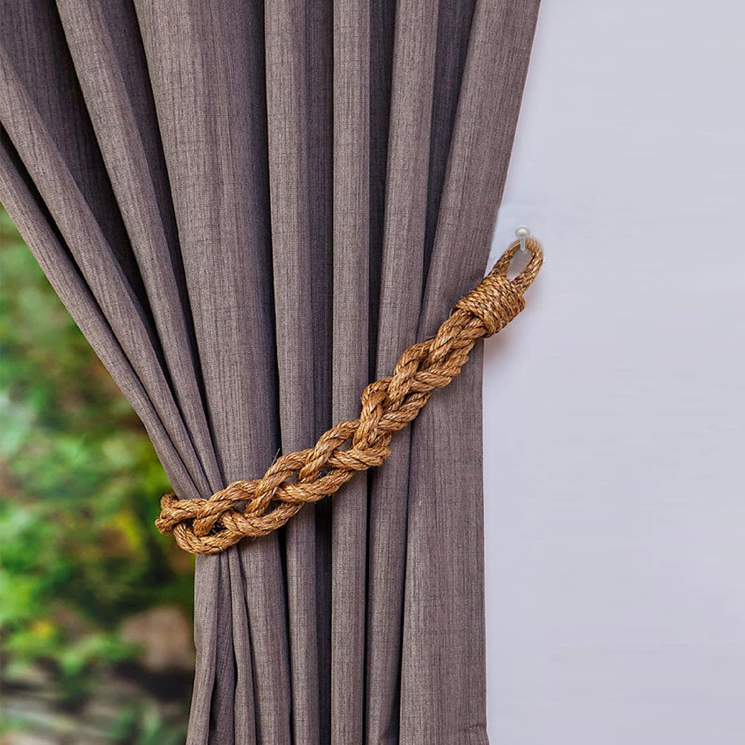 4 Pcs Curtain Tiebacks Hook White Drapes Holdback Wall Mounted Drapery Tiebacks Hooks Screw Hook Clothes Hat Hanger Holder