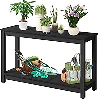 GarveeLife 48-Inch Weatherproof Wood Outdoor Console Table - 2-Tier Rust-Resistant Side Table for Patio, Porch, Garden