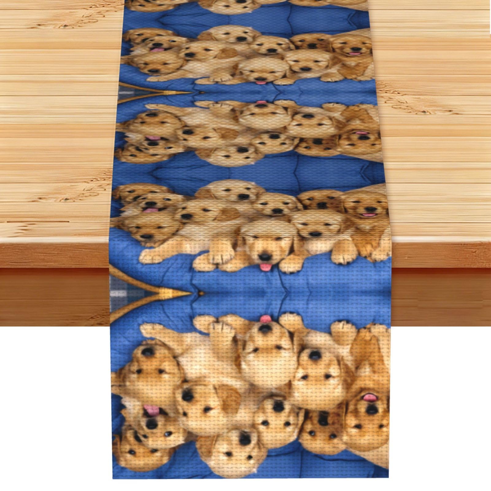 Dog Pattern Linen Feel Table Runner Wedding Party Home Decoration