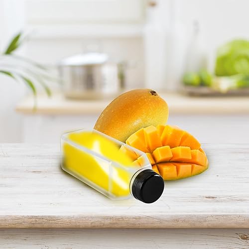Miniatura 3 de 6 botellas de plástico de 16 onzas con tapas, reutilizables, transparentes, a granel, con tapas negras resistentes a manipulaciones, para jugos,