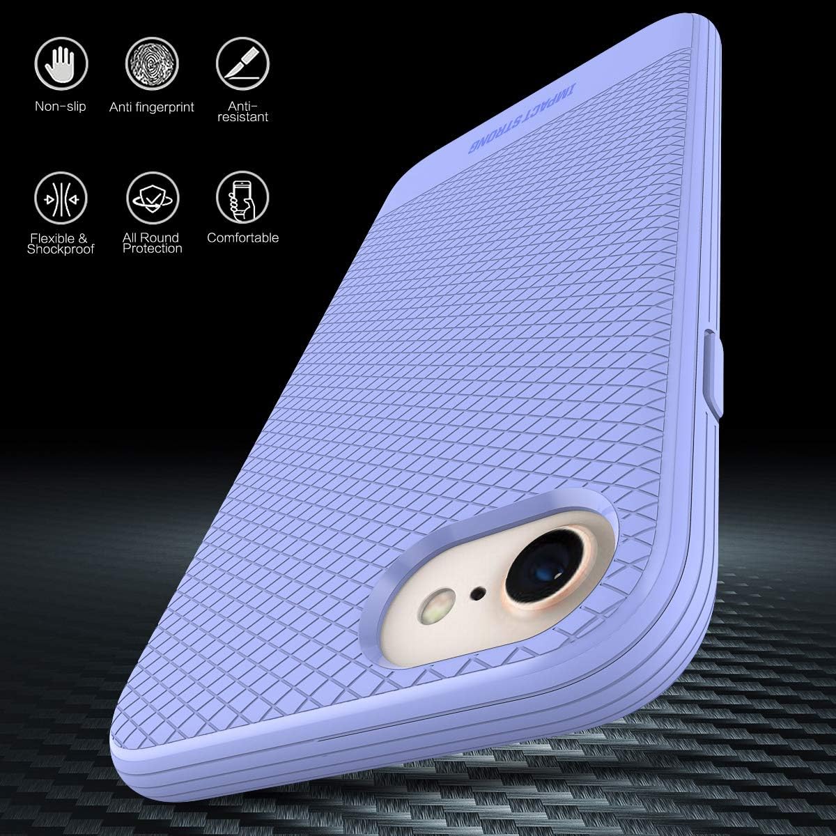ImpactStrong iPhone SE 2020 Case, iPhone 7/8 Case, Liquid Shield Silicone Rubber Shock-Absorbing Scratch-Resistant Cover for iPhone 7/8 and iPhone SE (2nd Generation) - Purple