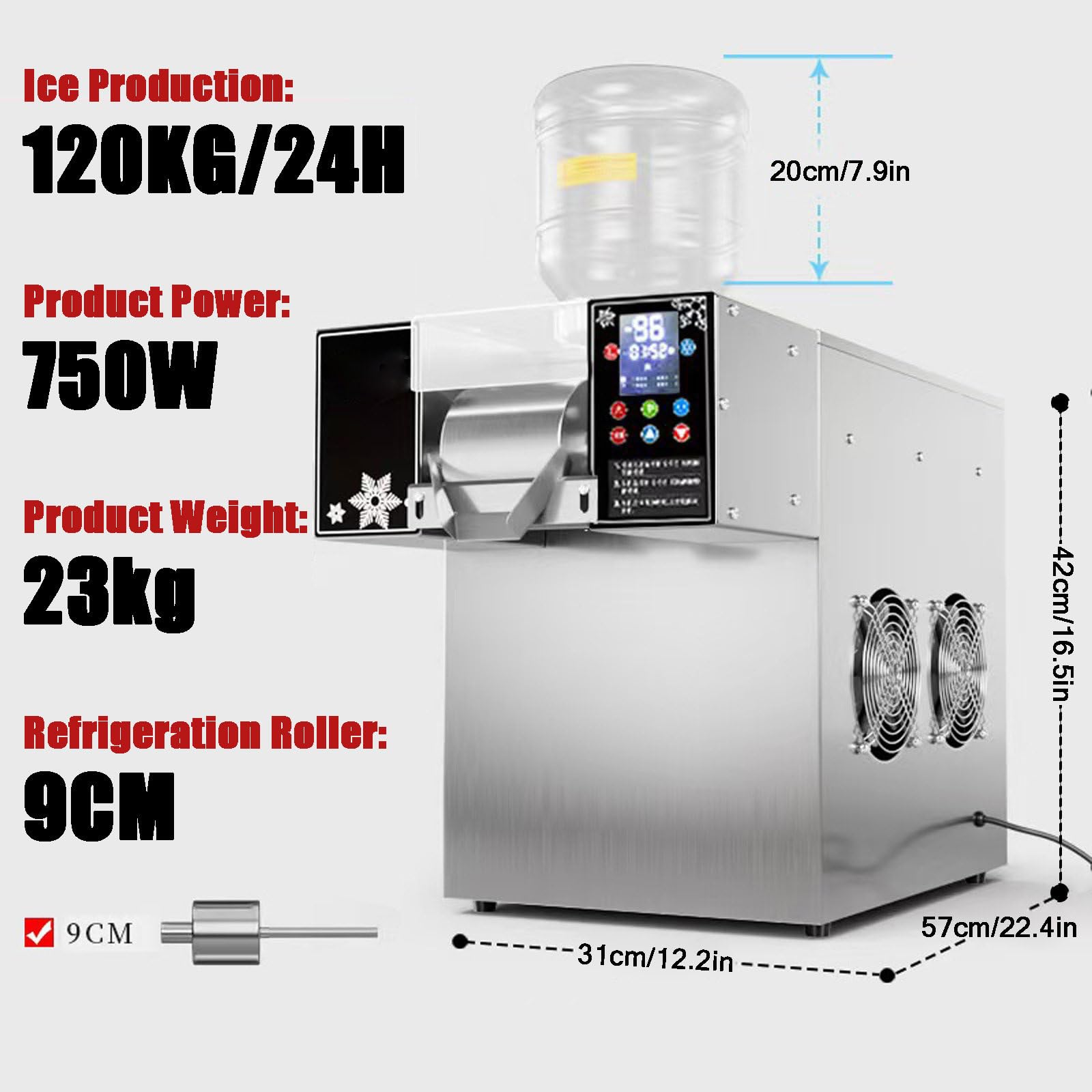 Maszyna Do Lodu W Płatkach Śniegu, Komercyjna, Kruszarka Do Lodu, 60-180 Kg/24H, Do Barów I Lodziarni, Model Mechaniczny, 60 Kg,Smartmodel-120kg