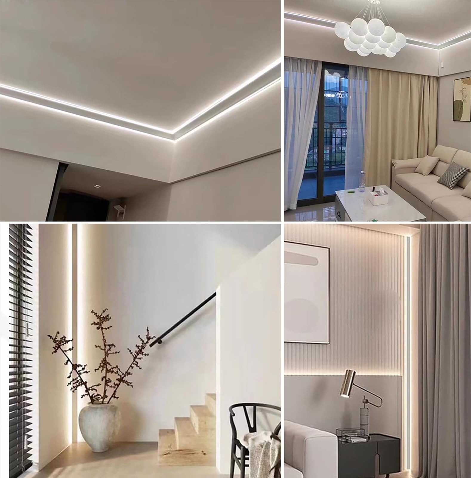 Profili per Strisce Led Canale LED Lineare da 1 m a 20 m per Strisce LED, Illuminazione Decorativa per Battiscopa, Modanatura a Corona, Canale LED in Alluminio, Modanatura di Finitura a Parete(8.5m/27