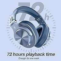 Vista 3 de OneOdio Auriculares Bluetooth A70 sobre la oreja, auriculares inalámbricos con tiempo de reproducción de 72 horas, alta resolución, conector