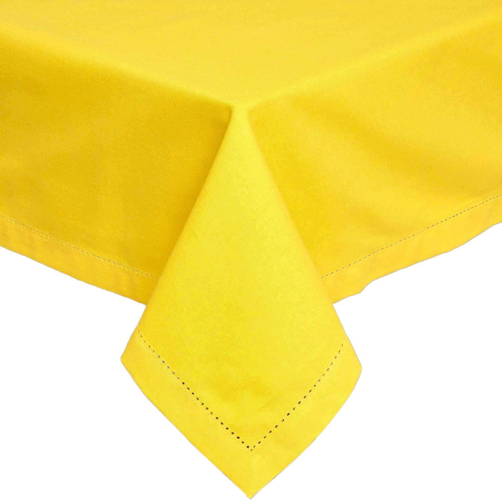 Homescapes Yellow Plain Cotton Tablecloth, 54 X 70 Inches