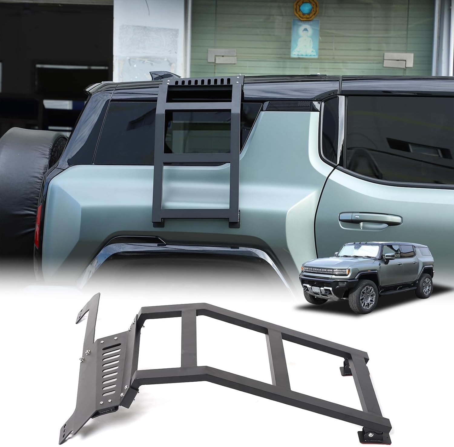 Side Ladder Side Window Roof Step Ladder Compatible with 2024 2025+ Hummer EV SUV Accessories Alloy Off-Road Modification Side Door Ladders Rear Gate Kit Exterior (SUV/Right)