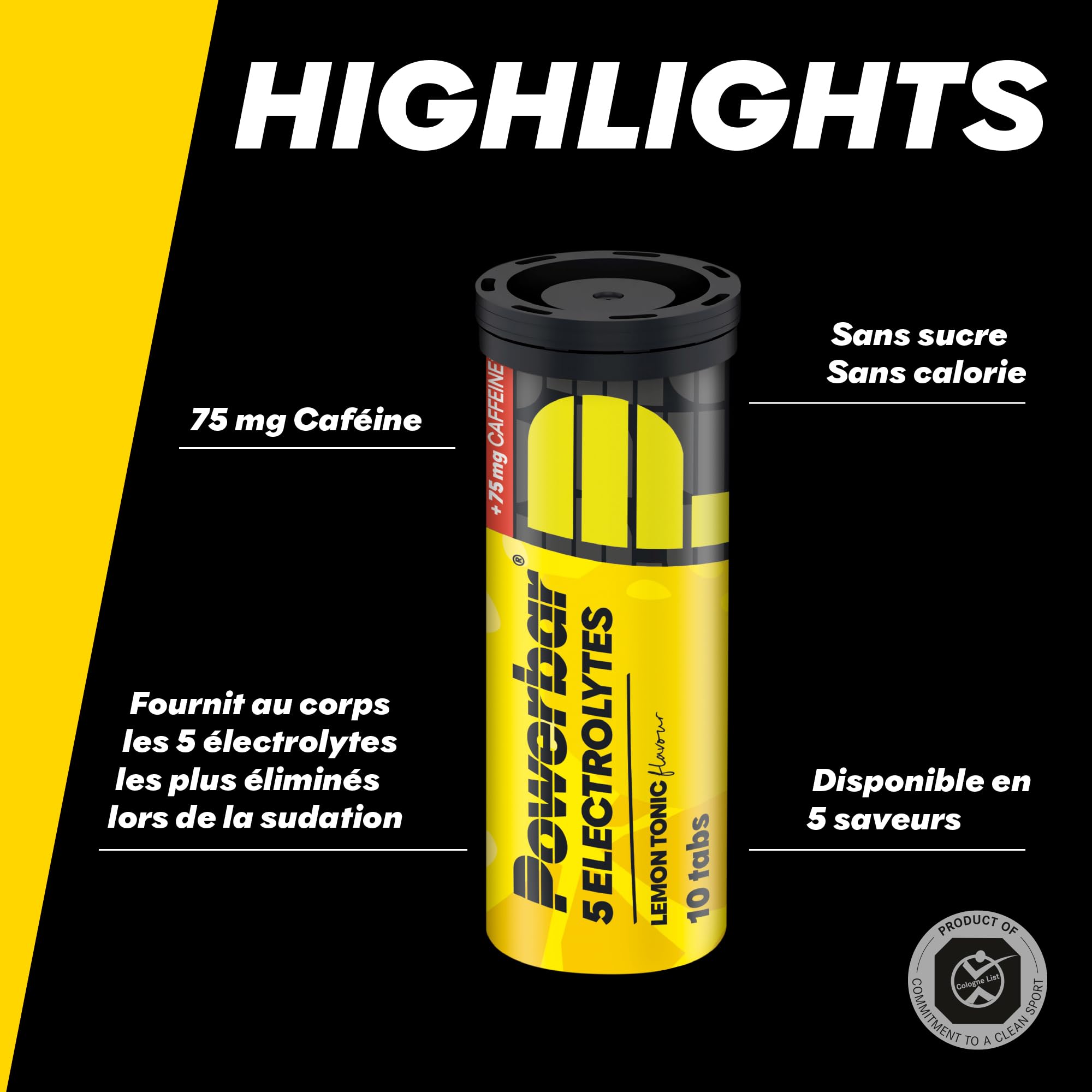 PowerBar 10 Boîtes de 12 Pastilles Effervescentes 5 Electrolytes Citron Tonic