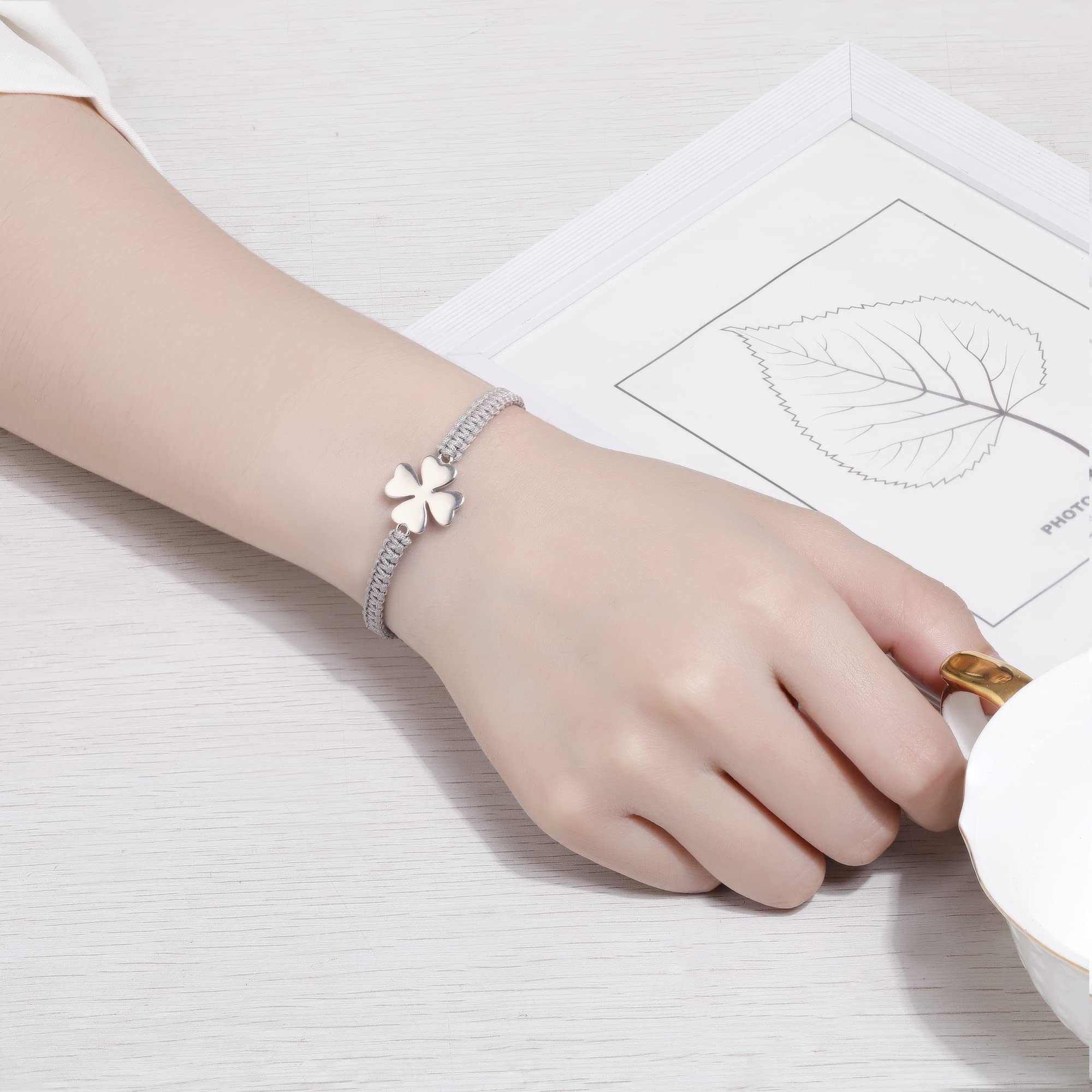 Jrêveinfini Bracelet Femme Argent 925 Trèfle à 4 Feuilles – Porte-Bonheur Élégant pour Femme et Fille, Idée Cadeau Anniversaire Fête des Mères
