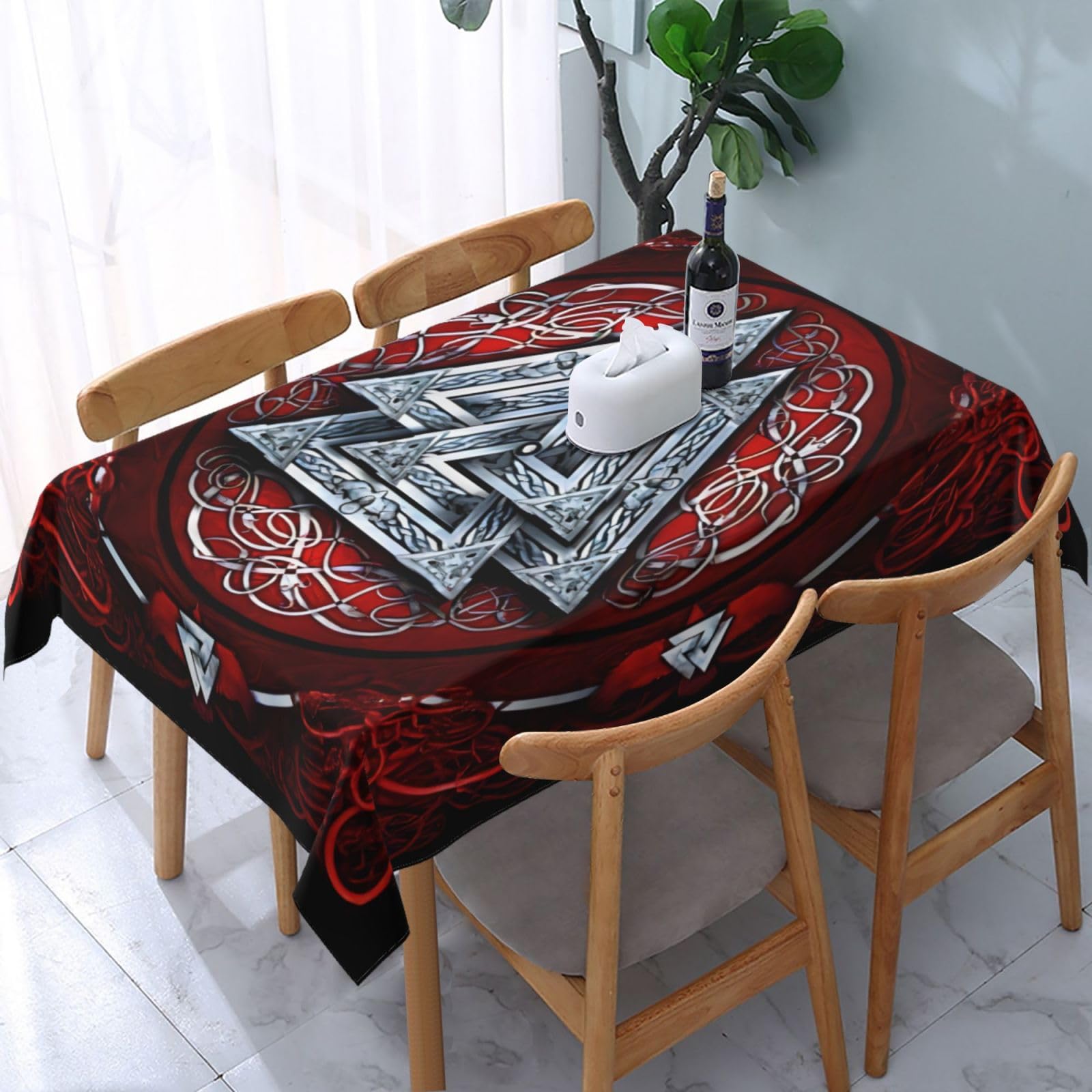 HLBSDM Odin Viking Norse Pagan Magic Symbol Rectangle Tablecloth, Suitable for Wedding, Party and Restaurant Festival Gathering Event Polyester Fabric Decorative Tablecloth(54x72in)