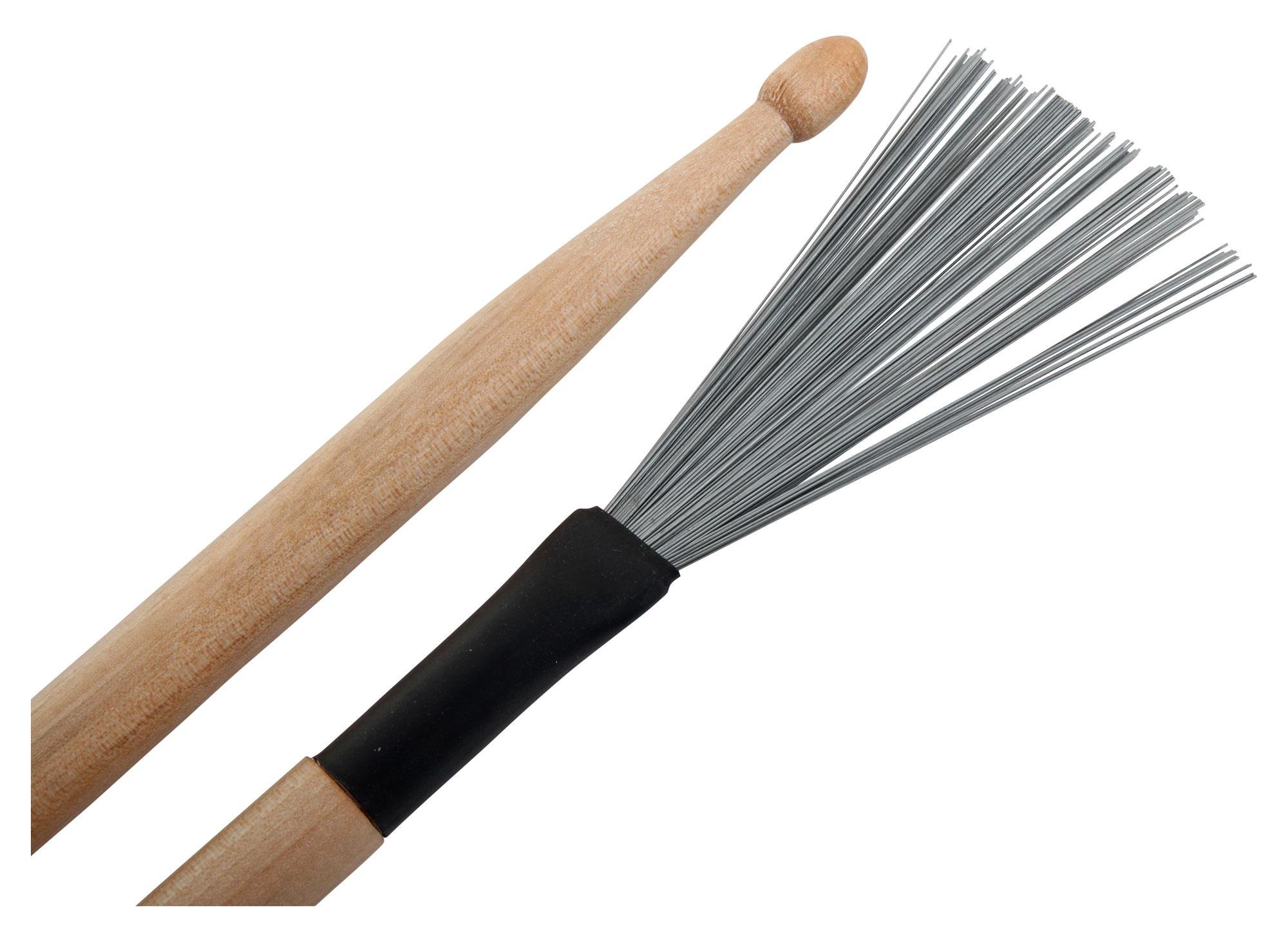 XDrum WTD-1L Wire Tap Drumstick Brushes lunghi (combinazione spazzole e bacchette jazz, spazzole e bacchette in uno, versatile, lunghezza totale: 37cm, apertura spazzole: 6,5cm)