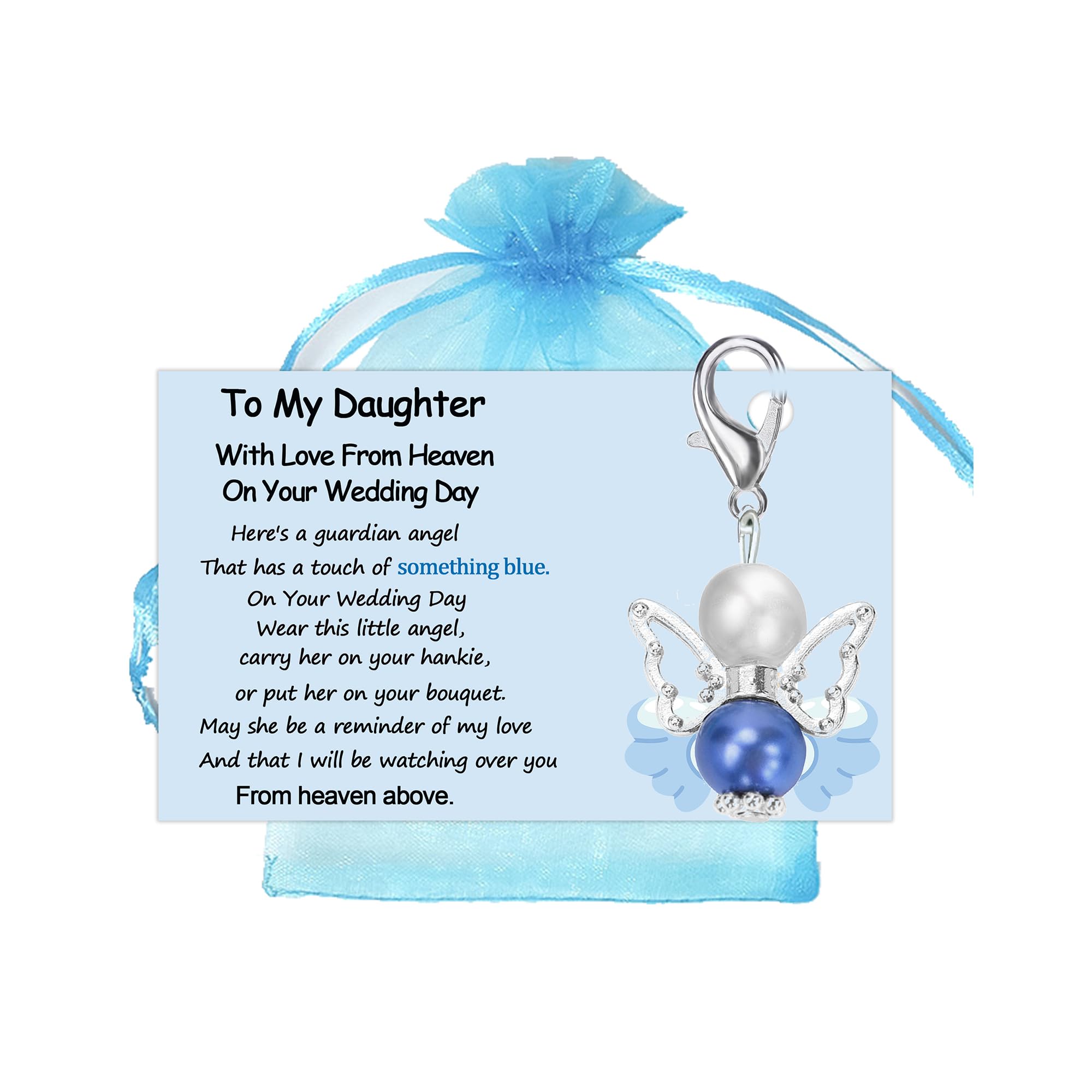 MKISHINE To My Daughter On Your Wedding Day Card (from deceased parent), Wedding Memorial, Memorial Gift,Package Content: blue angel + wedding day
